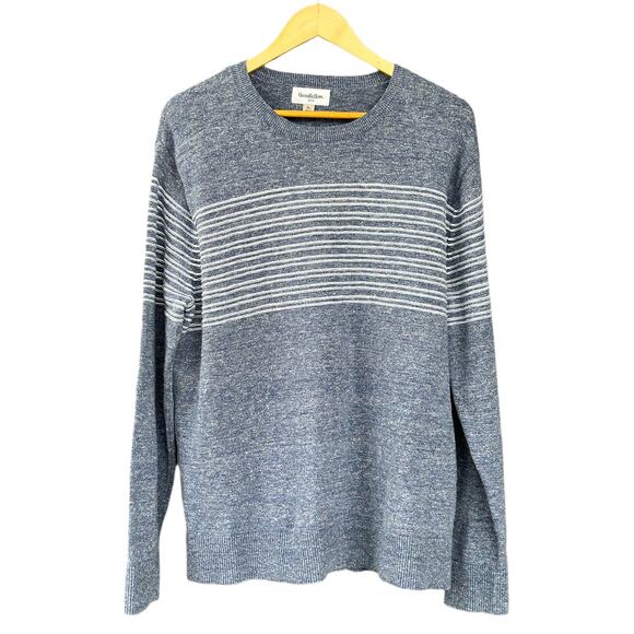 Goodfellow & Co Men’s XL Cotton Blue White Stripe Long Sleeve Pullover Sweater - Picture 1 of 6